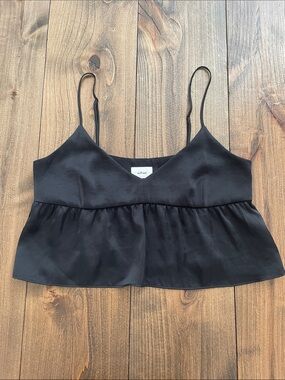 Wilfred Black Peplum Silk-Blend Camisole